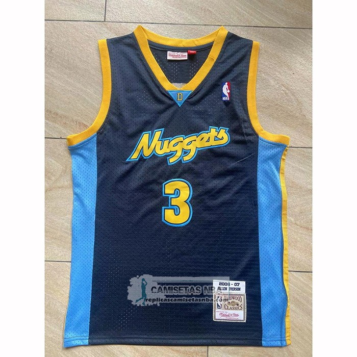 Camiseta Denver Nuggets Allen Iverson NO 3 Mitchell & Ness 2006-07 Azul2
